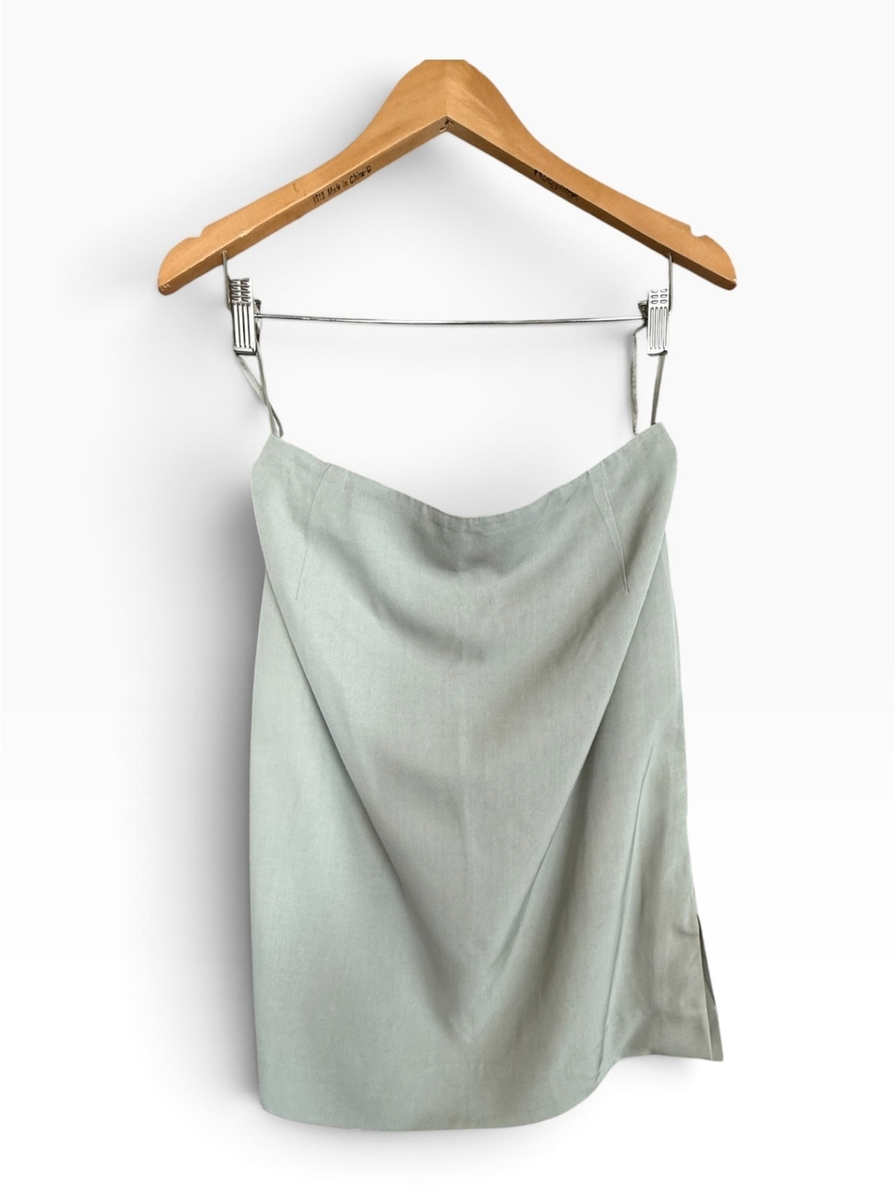 Akris Mainline Sage Green Silk Blend Mid-Length Pencil Skirt Side Slit Sz 10